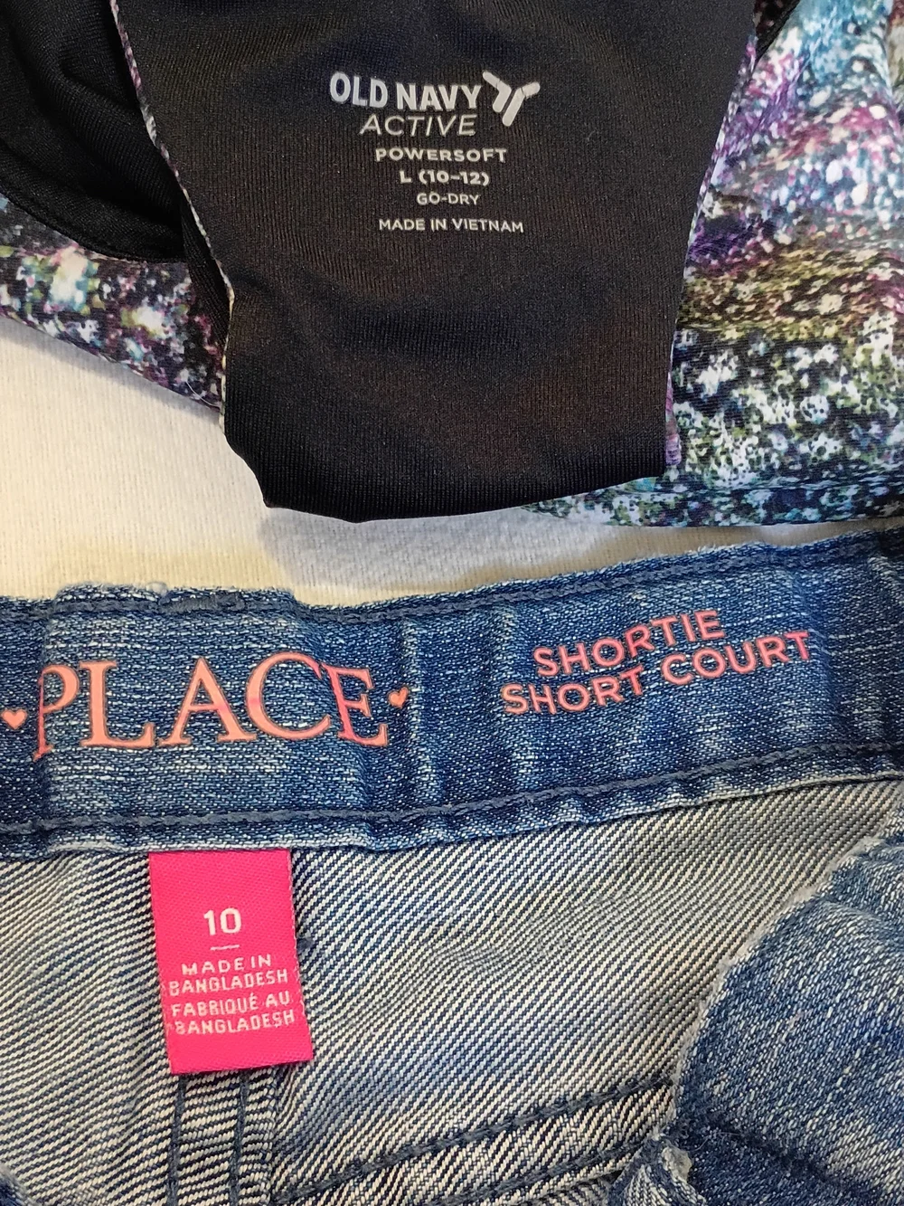 Old Navy Girls PowerSoft Galaxy Crop Top 10/12 & PLACE Denim Shorts Set Size 10
